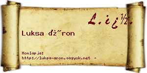 Luksa Áron névjegykártya